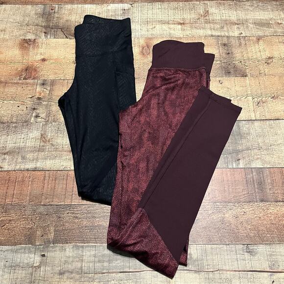 JoyLab BUNDLE 2 Women's Black & Red Reptile Print Athletic Leggings Sz XS Gym - Picture 1 of 8